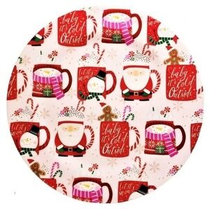 Peppermint Hot‎ Cocoa Santa Claus Christmas Melamine Dinner Plates Set of 4